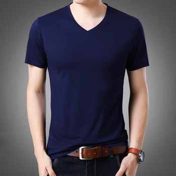 

High Quality 2020 New Summer Tops Tees Fashion T Shirt Men's Cotton V-Neck Short Sleeve T Shirts 1180
