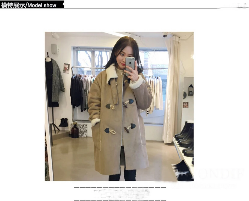 Winter New Style Korean-style Lambs Wool Mid-length Thick Suede Cold Cotton Coat Cool GIRL'S