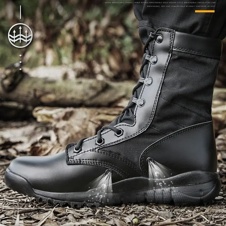 Breathable Summer Black Boots Men 