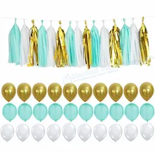 Гирлянда с золотистыми и мятными кисточками 1 комплект|decorative