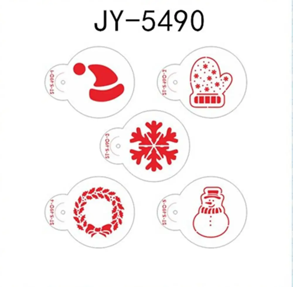 JY-5490 DIY 5 шт Рождественская елка трафарет для выпечки Снеговик печенье штамп торт инструмент-шаблон трафареты украшения инструменты для украшения тортов из мастики - Цвет: JY-5490