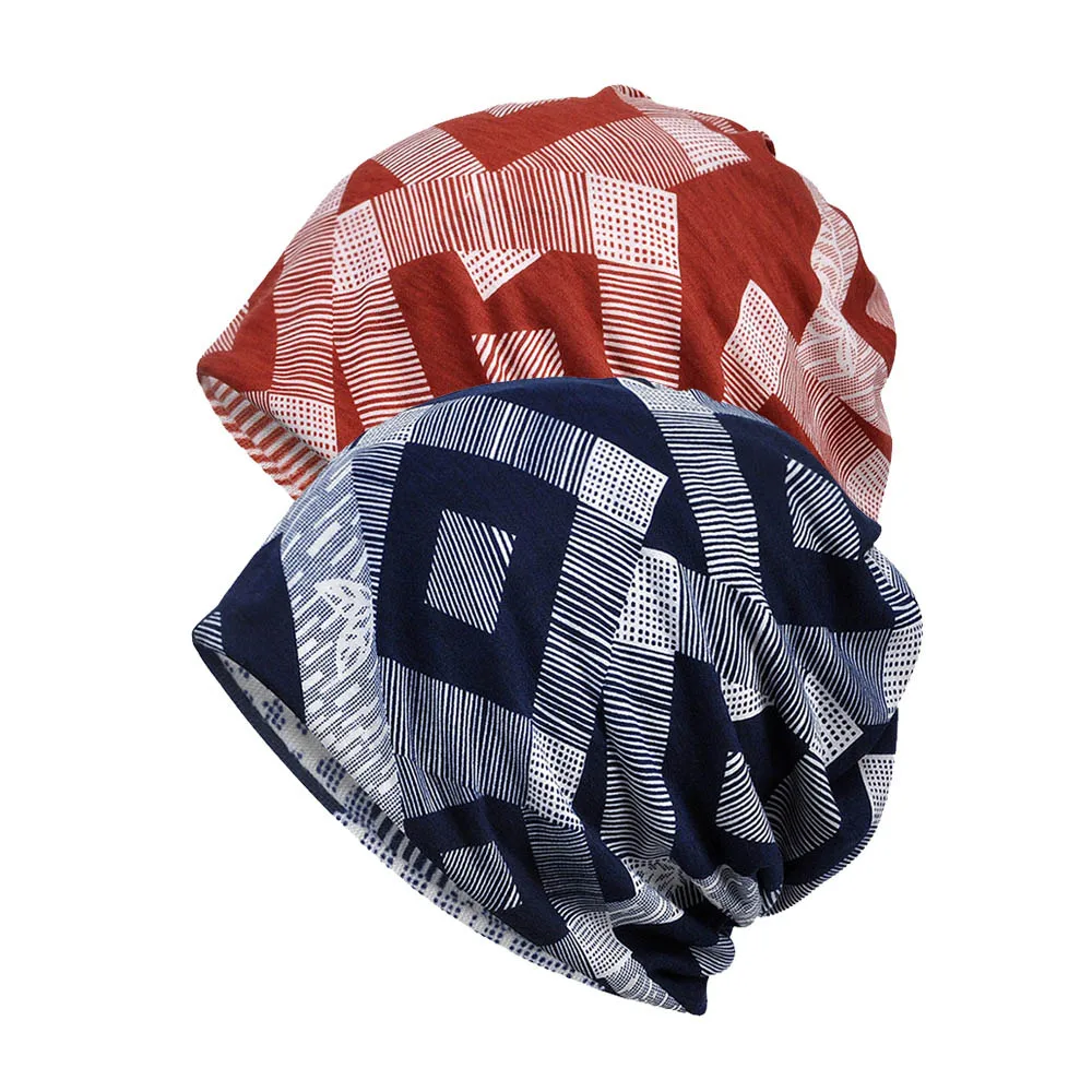 [AETRENDS] клетчатая громоздкая шапочка Scarrf шапки для мужчин и женщин химиотерапия шляпа Спорт на открытом воздухе Кемпинг Туризм головные уборы череп кепки Z-10011 - Цвет: Dark Blue and Red