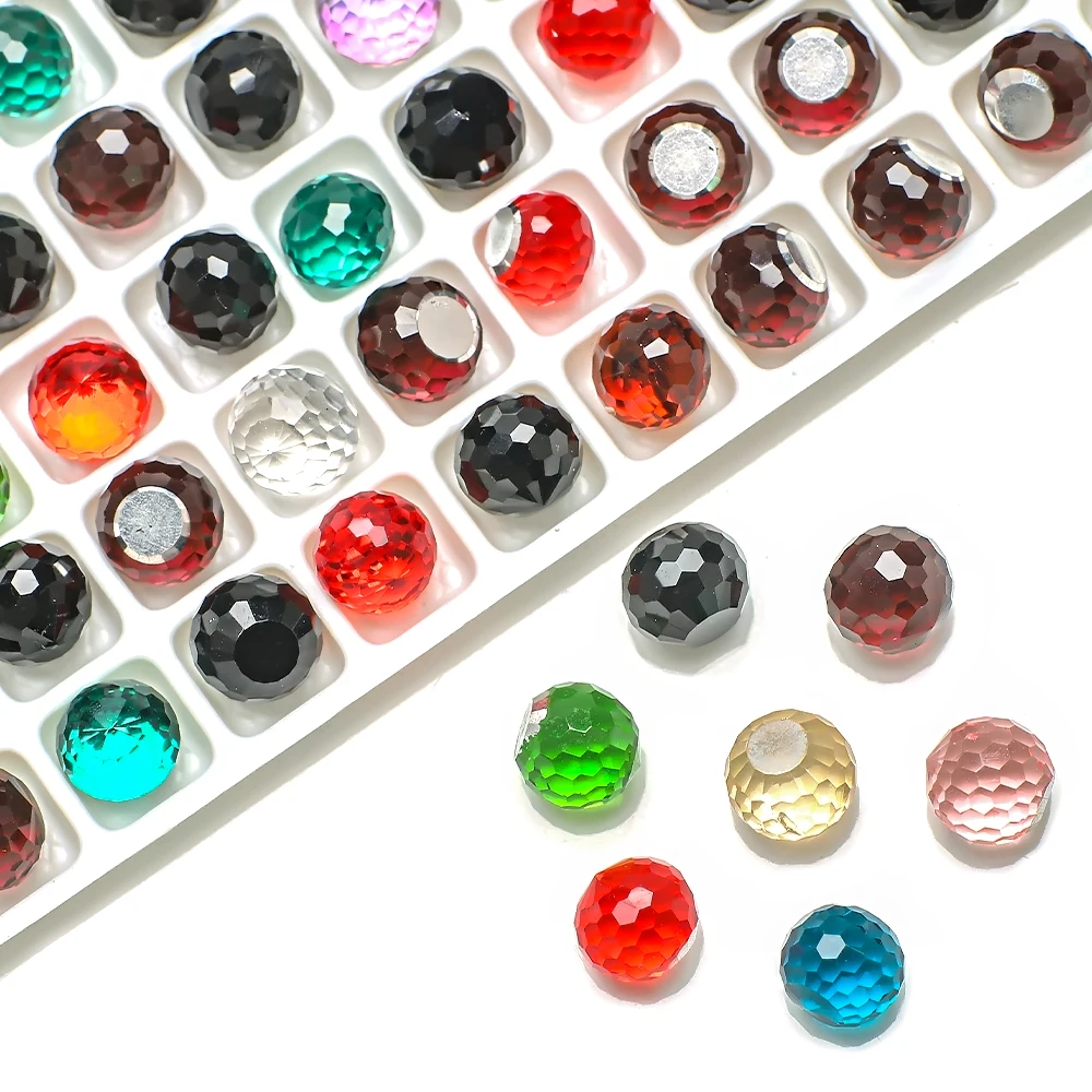 

Faceted Glass Round Beads Red No Hole 6/8/10/12mm Crystal Flatback Beads For Jewelry Making Charms Earings Necklace Accessories