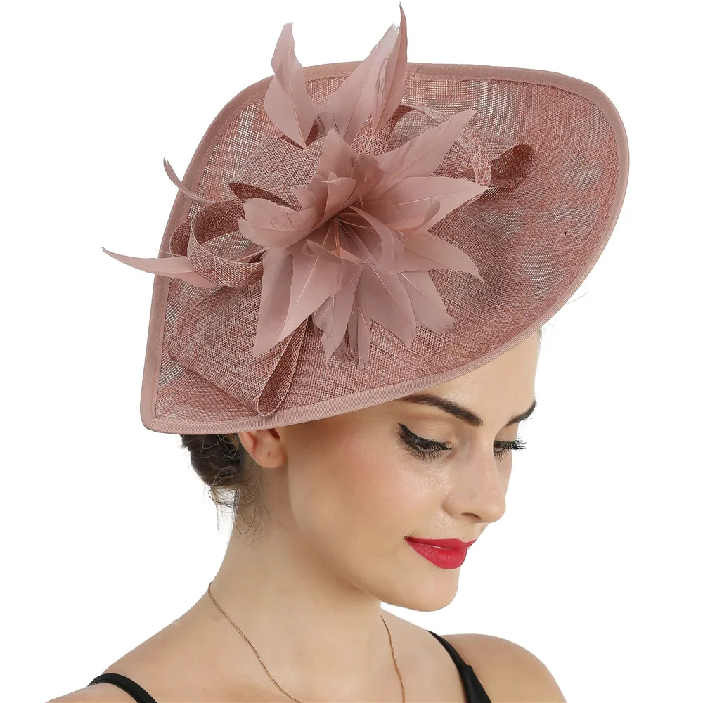 

Cocktail Party Vintage Ladies Fascinator Hat Hair Clip Women Chic Fancy Headpiece Feather Flower Headwear Wedding Hair Accessory