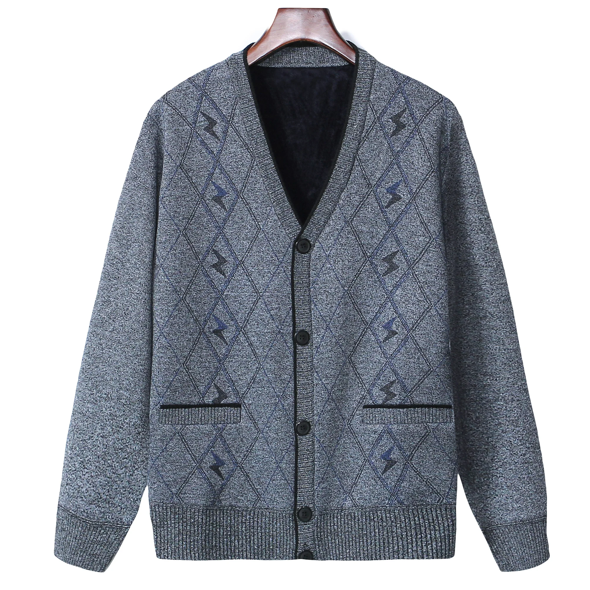 Autumn winter Sweater for Man Button Cardigan Middle-aged Elderly Plus Cashmere Warm V-neck Fleece Warm Knitted Hombre Cold Coat mother autumn sweater coat new middle aged and elderly women autumn and winter knitted cardigan western style coat wo piece suit
