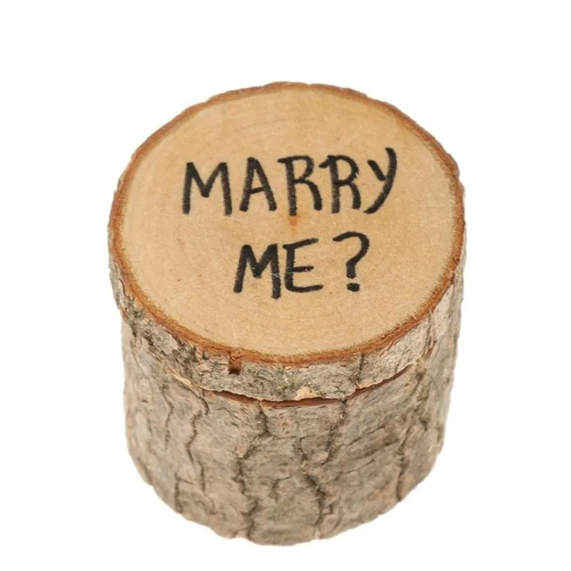 1 шт. деревенское свадебное кольцо шкатулка Персонализированные Свадебные кольца коробка свадебные подарки деревянный держатель кольца коробка подарок на день Святого Валентина - Цвет: Black Marry Me