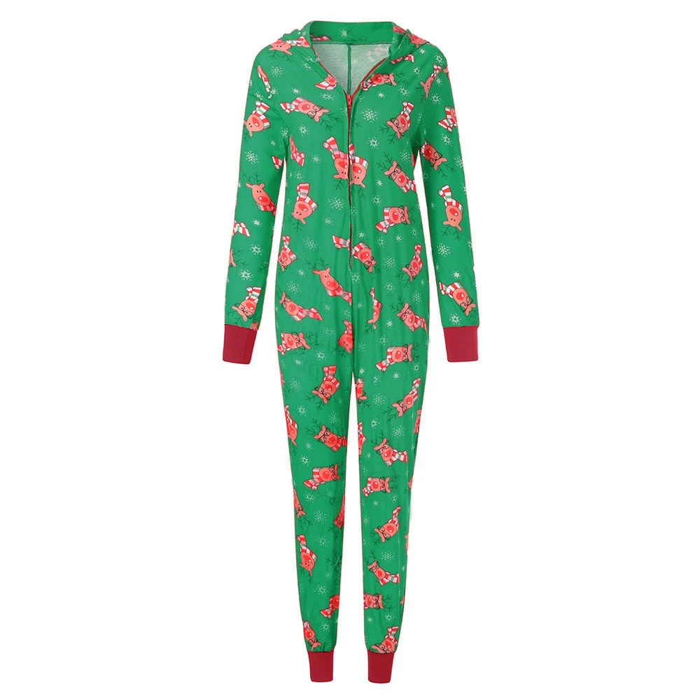 Рождественские Семейные рождественские пижамы для детей и взрослых; пижамный комплект с капюшоном; комбинезон с принтом оленя; модная повседневная одежда; одежда для сна; подарки