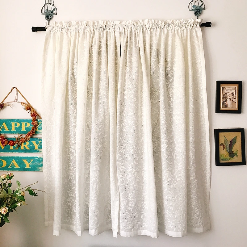 French princess cotton hollow embroidery white kitchen door partition curtains for living room шторы cortinas free shipping LQ