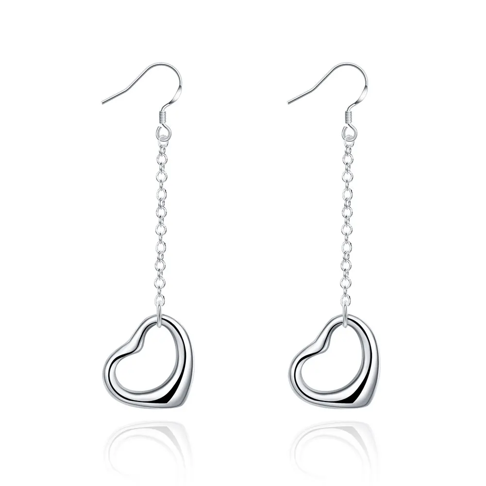 Love long earrings Серьги с ангелами европейской и американской формы, серебряные серьги ангела, три круглые серьги, модные овальные серебряные серьги в форме сердца - Окраска металла: Love long earrings