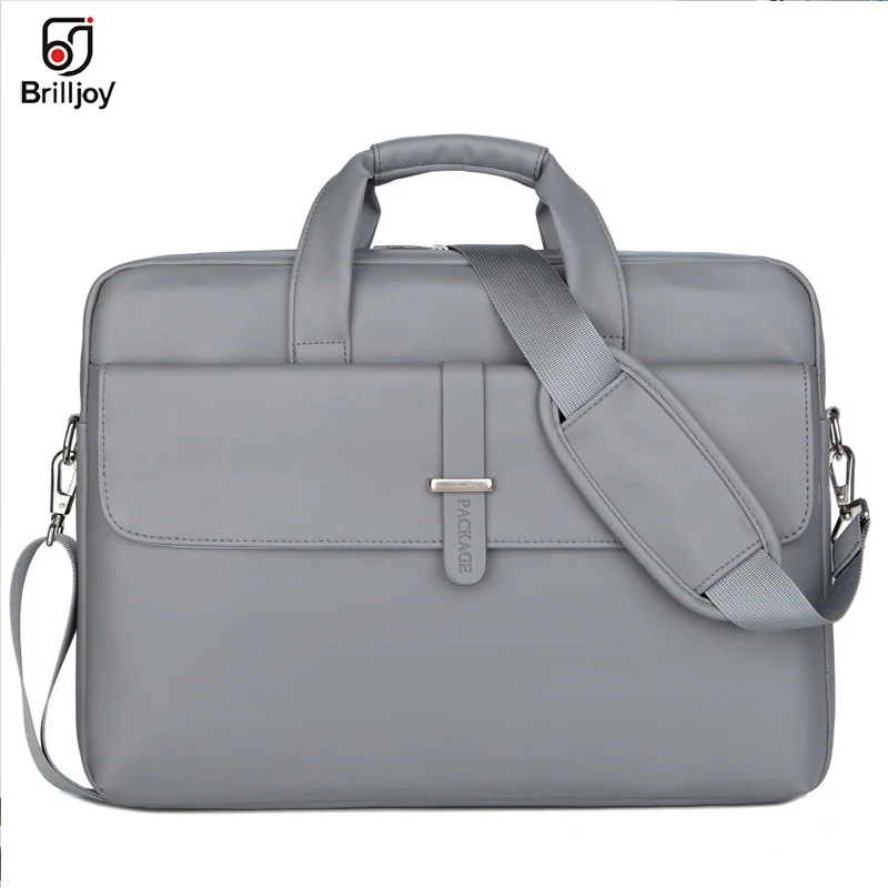 Gray 15.6inch Brilljoy женские Сумки из искусственной кожи, сумка для ноутбука, чехол для ноутбука, мужской портфель для Macbook Air 13 14 15,6 дюймов, сумка через плечо - Цвет: Gray 15.6inch