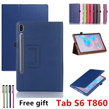 

Case for Samsung Galaxy Tab S6 10.5 T860 SM-T860 -T865 2019 10.5" Slim Folding Stand Flip Smart Cover PU Leather Tablet Case+pen