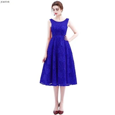 royal blue Vestido boda mujer invitada Черпак шеи Кружева Кристалл линия мятный зеленый бордовый Королевский синий платье подружки невесты чай damigella Plu - Цвет: royal blue