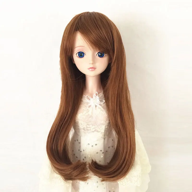 BJD sd 1/3 1/4 1/6 Детский парик для кукол с косыми бахромой и микро изгибом коричневые