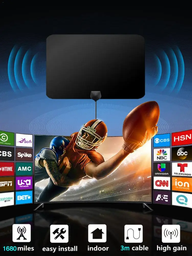 4K цифровая HDTV Антенна Внутренняя антенна с усилителем 1680 миль диапазон HD1080P DVB-T2 Freeview tv для жизни местный канал вещания
