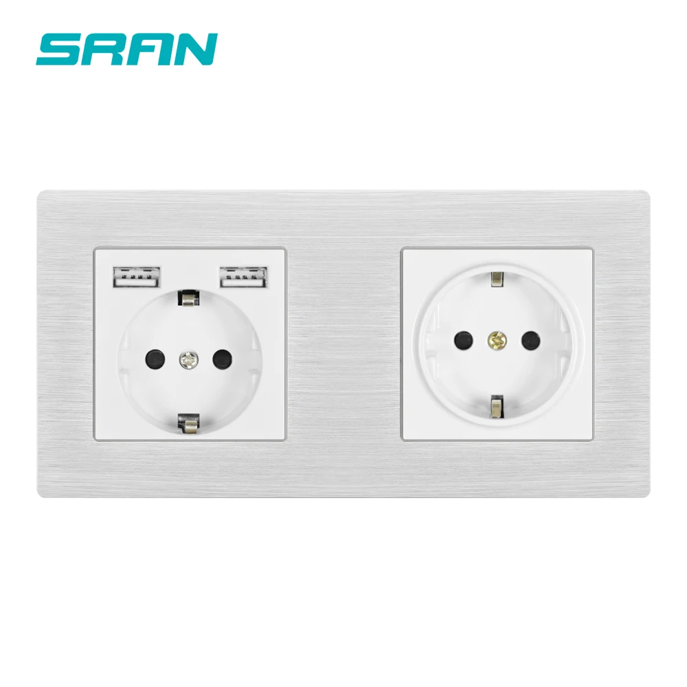 1usb1socket 172 A9 Настенная 16А Европейская стандартная многоходовая розетка, заземленная электрическая розетка с usb-розеткой, алюминиевая панель из сплава, семейная ho - Тип: 1usb1socket 172 A9