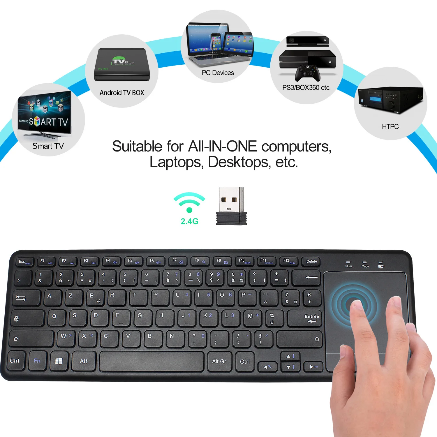  L200 French Keyboard 2.4G Wireless Keyboard with Touch Mouse Support Computer And Television Use Cu