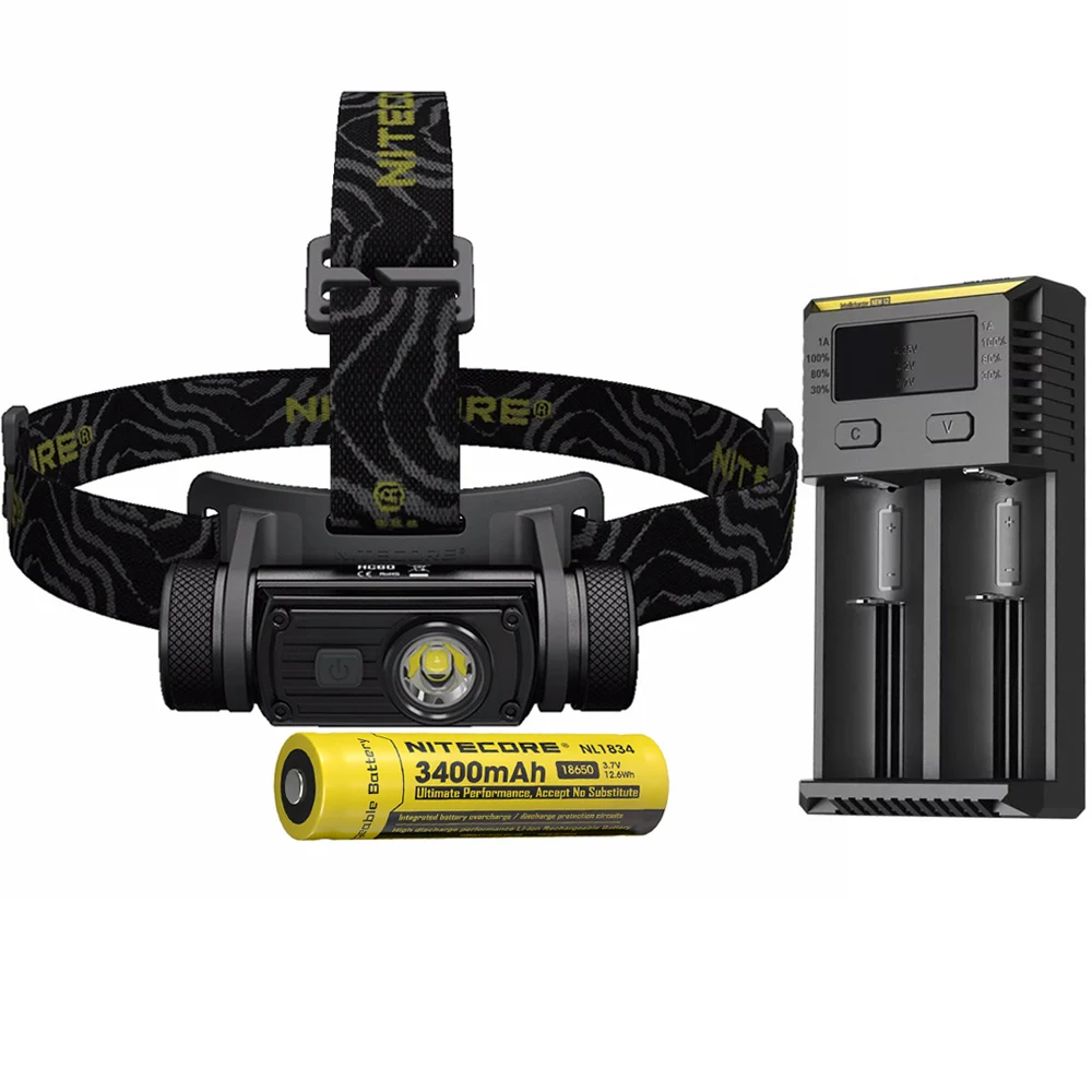 NITECORE HC60 налобный фонарь с зарядкой от USB CREE XM-L2 U2 max 1000 люмен дальность луча 117 м налобный фонарь с аккумулятором 18650 3400 мАч - Испускаемый цвет: HC60 I2