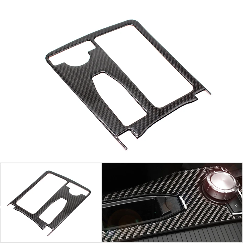 

Car Carbon Fiber Central Control Water Cup Panel Cover Sticker For Mercedes Benz C Class W204 C200 C300 C180L E Class W212
