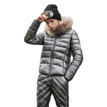 Зимний лыжный костюм Женская Яркая кожаная лыжная куртка+ брюки теплая водонепроницаемая ветрозащитная Лыжная одежда для сноубординга Женская лыжная одежда