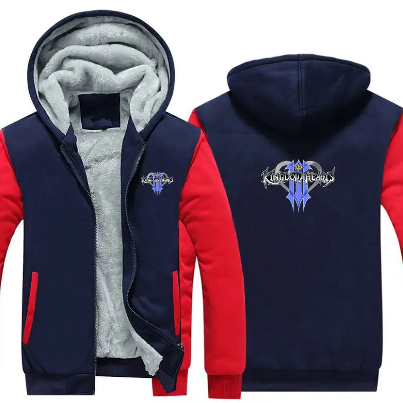 

New Game Kingdom Hearts 3 Thicken Hoodie Sweatshirts Cosplay Costume Anime Winter Warm Coat Hooded Men Adult Clothing