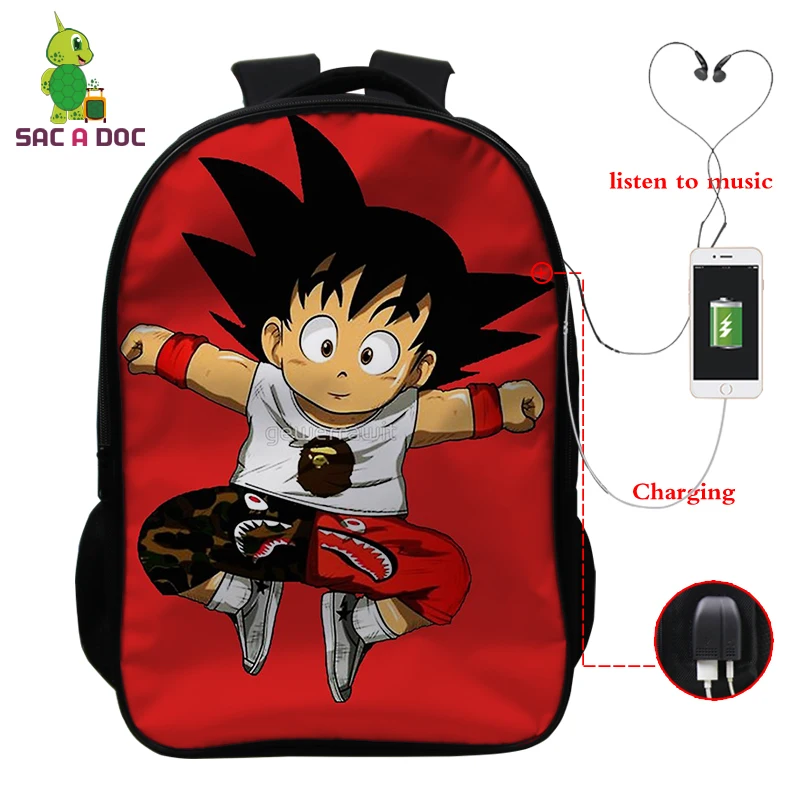 Dragon Ball рюкзак Super Mario для женщин и мужчин USB зарядка Рюкзак многофункциональные школьные сумки для подростков девочек и мальчиков дорожные сумки через плечо - Цвет: 165-10