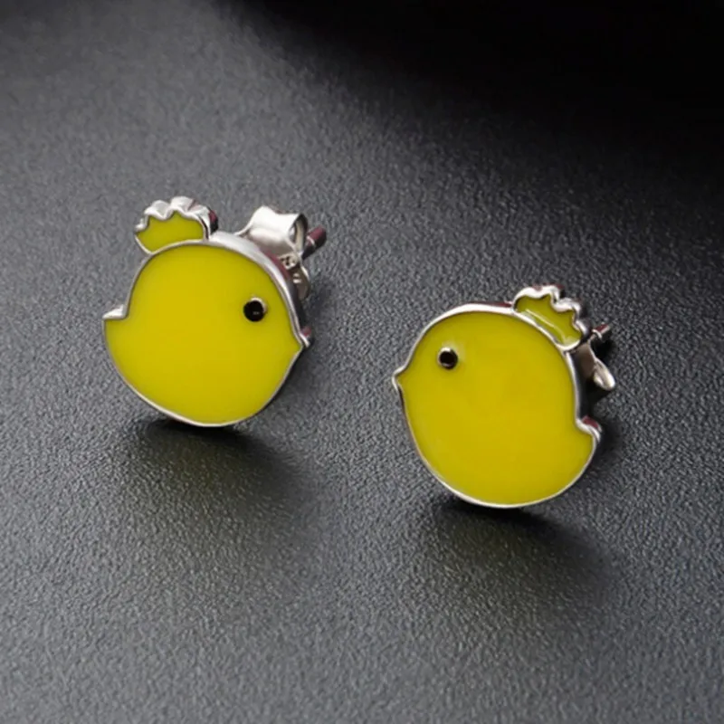

NOT FAKE Original Design S925 Solid pure Retro Cute Chick Stud Earrings Antique store Stud Earrings Vintage Ethnic Hyperbole