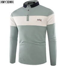 Повседневная мужская рубашка Поло Горячая Распродажа хлопок с длинным рукавом рубашки поло высокое качество полосатый Homme Pull одежда Camisa Polo