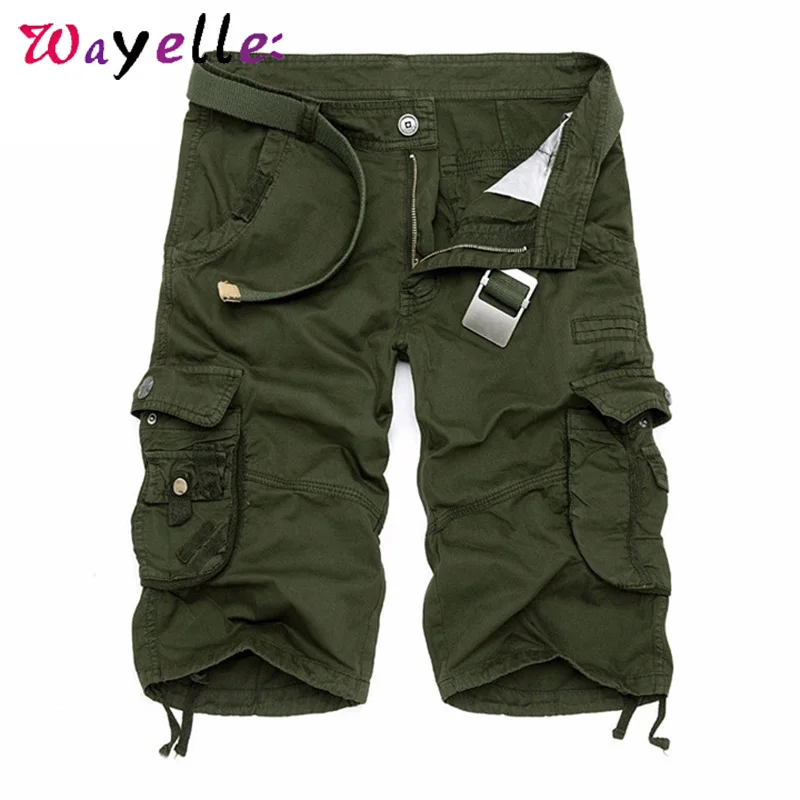 Мужские короткие штаны Лето военные камуфляжные карго хлопковые мужские шорты камуфляжные брюки тренировочные обшитые мужские Шорты повседневные свободные шорты