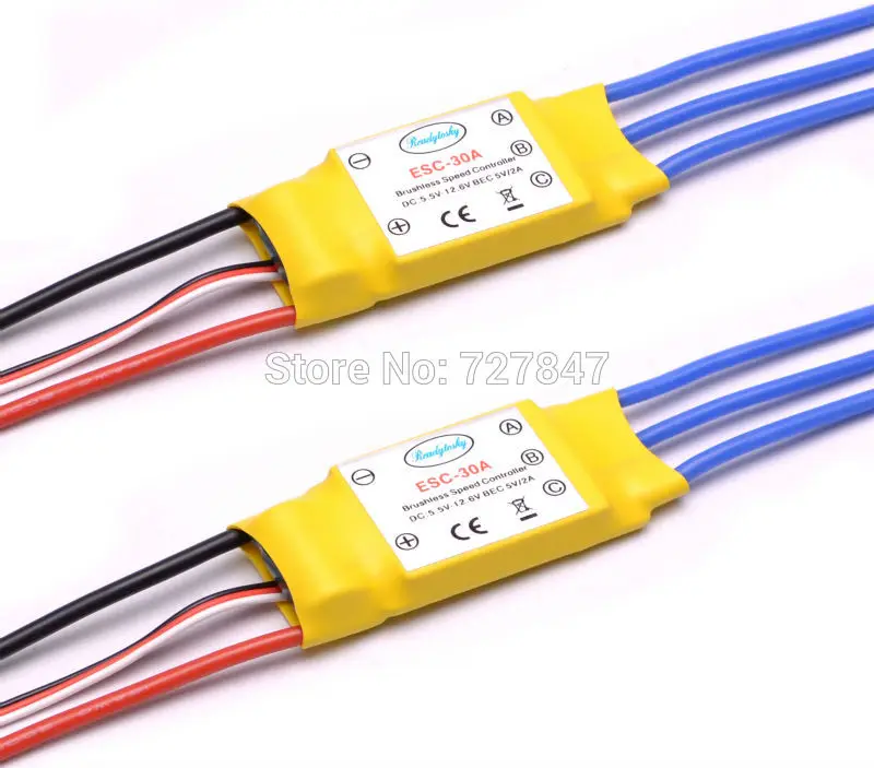 2 шт. 30A Бесщеточный Регулятор скорости двигателя RC BEC ESC для вертолета T-rex 450 |