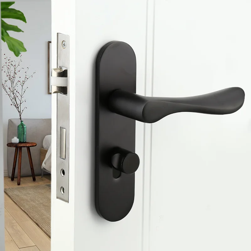 

Supply Modern European And America Black And White with Pattern Door Lock Alumimum Bedroom Mute Door Lock Handle Lock