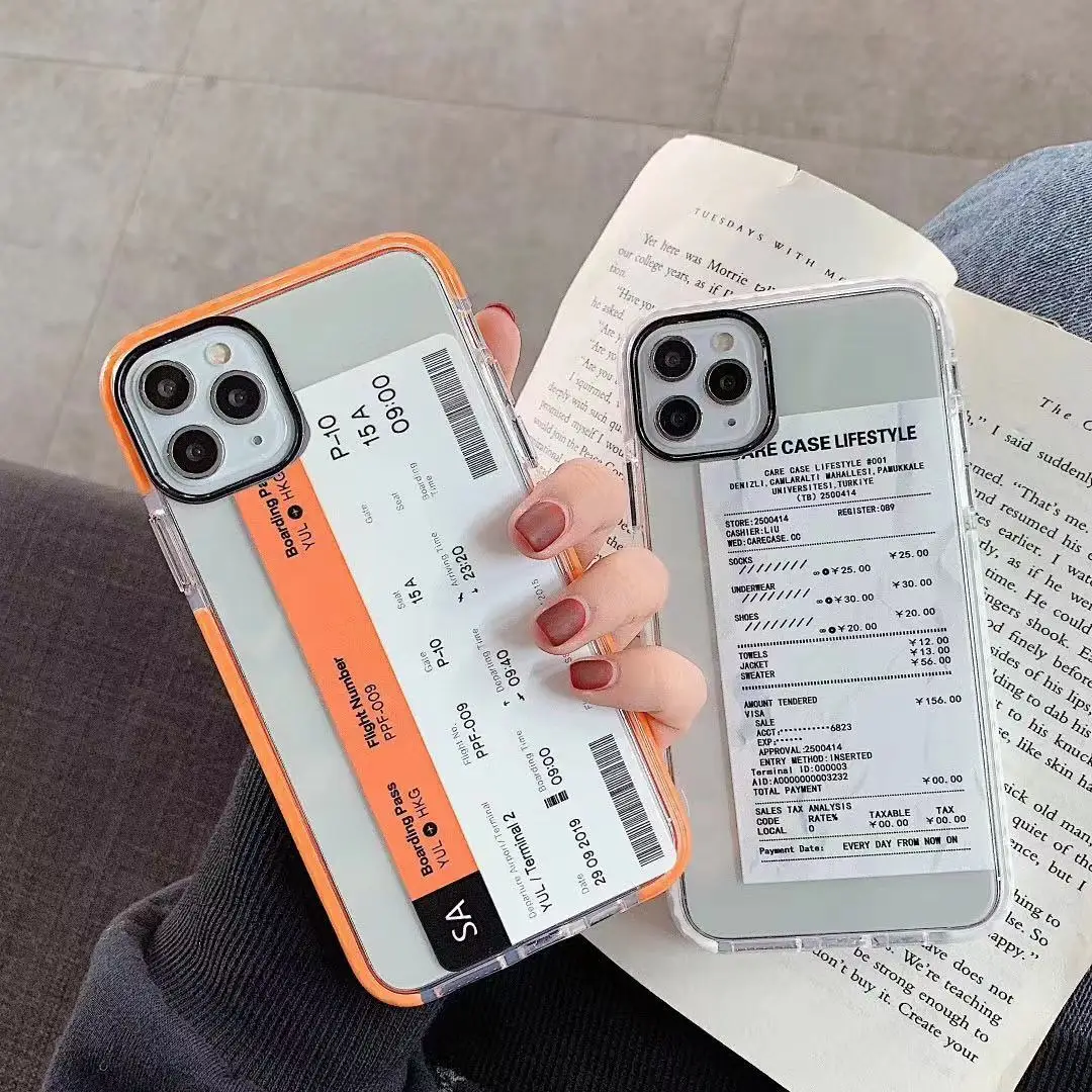 INS милый персональный чехол с ярлыками для iPhone X XS MAX 11 Pro 7 8 plus, роскошный Забавный мягкий прозрачный чехол с буквенным принтом авиа-билетов