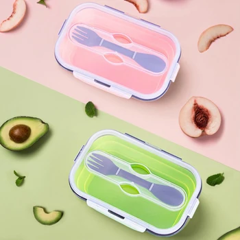 

Folding Silicone Instant Noodle Ramen Bowl With Fork Spoon Travel Camping Portable Collapsible Fresh Food Salad Container Adult