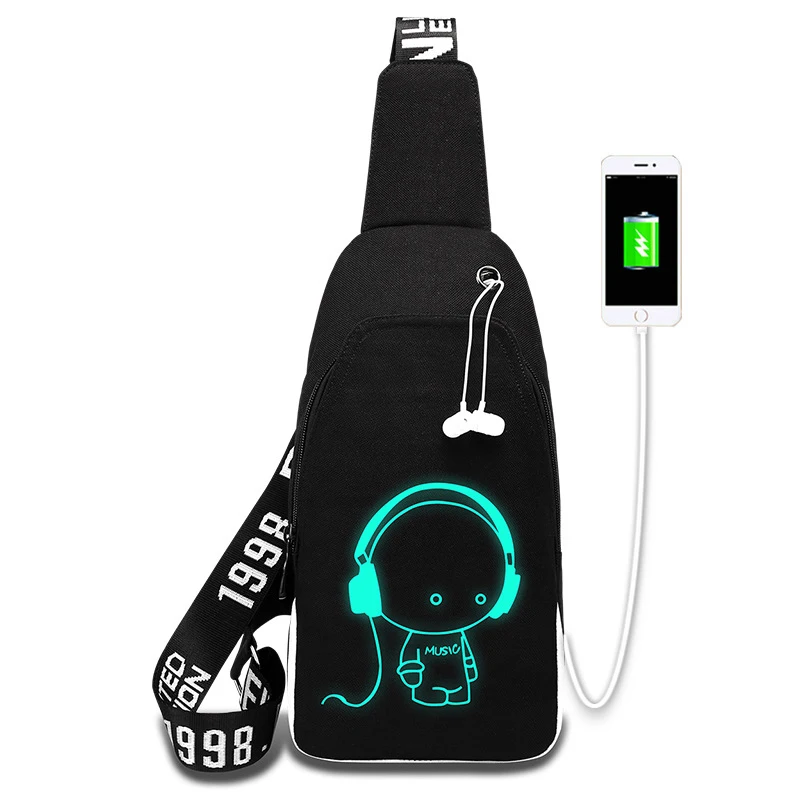 Музыкальная сумка через плечо для мужчин зарядка через Usb Сумка водонепроницаемая Оксфорд мужская модная нагрудная сумка Ml025