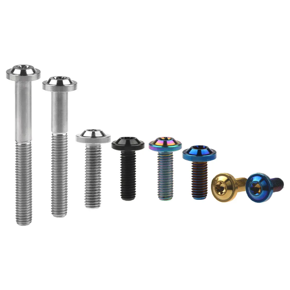 

6Pcs M8 Ti Titanium Bolts M8x20 25 30 60 70mm T40 Torx Head Screws Bolt Titanium Fasteners 5 Color