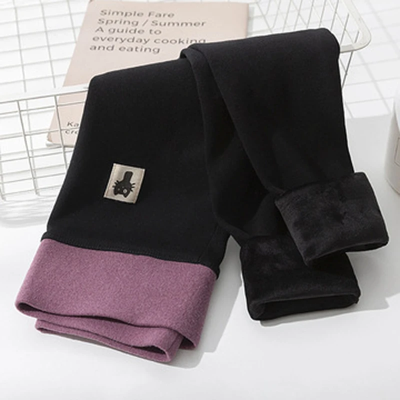 ELIfashion теплые женские мягкие бархатные зимние леггинсы длиной до щиколотки, сохраняющие тепло Фиолетовые женские леггинсы с высокой талией