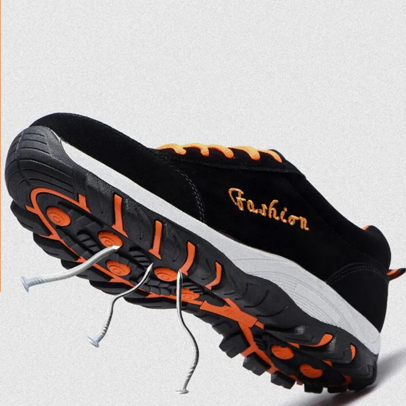 

Cow Suede Work Shoes Men Steel Toe Steel Bottom Anti-stab Safety Shoes Construction Site Work Safety Boots Men Working Shoes Man