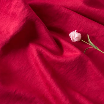 

High quality linen cotton tissus Spring and autumn style red fabric Fashion suit, windbreaker, pants, dress material