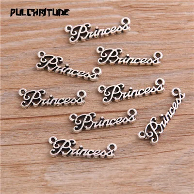 Покрытие антикварным серебром PULCHRITUDE, 40 шт., 8*24 мм, два цвета, металлическая буква из цинкового сплава, соединитель, Подвески, подходят для ювелирных изделий, медицинский завод, подвеска, задатки - Окраска металла: Покрытие антикварным серебром