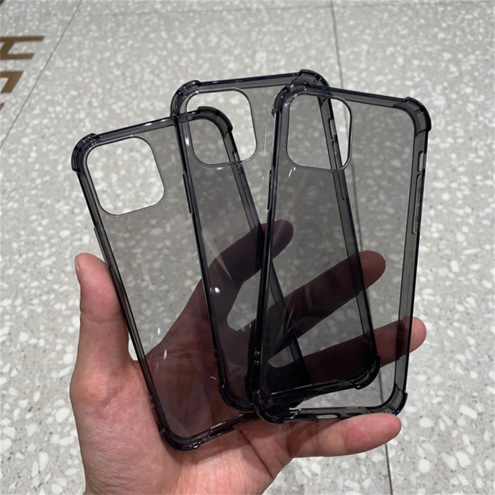 Sleek Transparent Shockproof Black TPU Phone Case