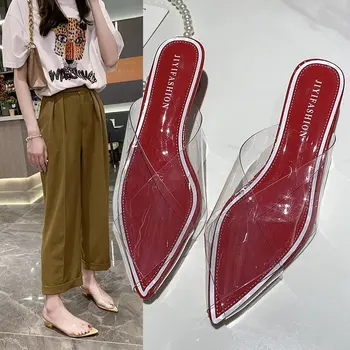 

Transparent Fashion Sandalen Women Shoes Summer Rubber Flat Sandals for Women Flip Flop Pointed Toe PU Sandals Women Slippers