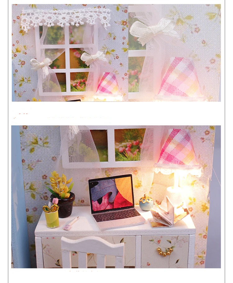 Кукольный дом DIY Миниатюрный Кукольный домик Модель деревянная игрушка мебель Каса де куклы Boneca игрушечные дома подарок на день рождения