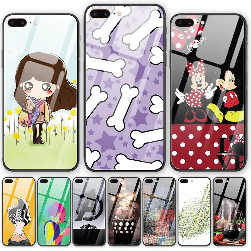 Модный чехол-футляр для телефона из закаленного стекла с забавными животными iPhone
