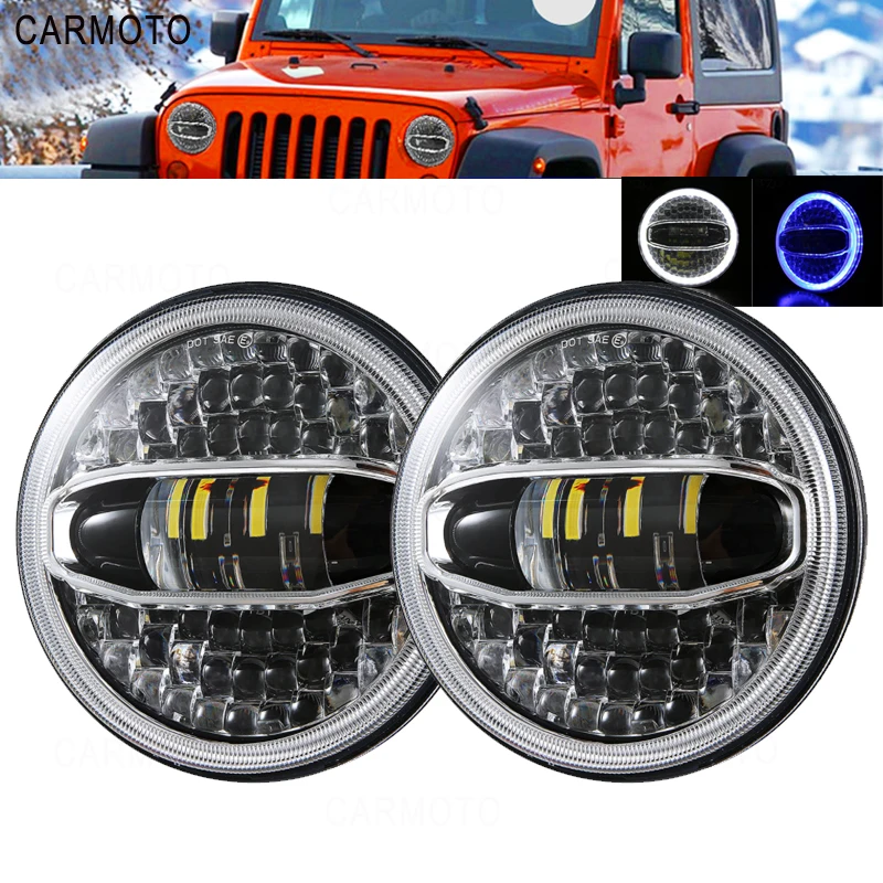 

7 Inch Led Headlight Blue turn signal White DRL for 2007-2017 Jeep Wrangler JK TJ LJ lada niva Mazda Miata Motorcycle Headlamp.