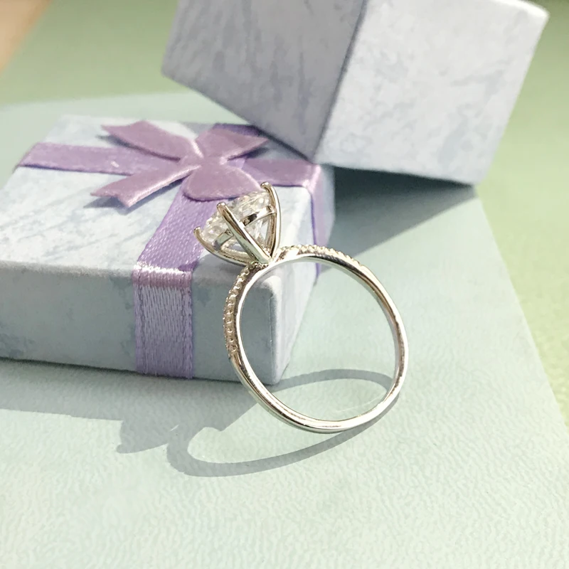 Классическое роскошное Настоящее твердое 925 пробы Серебряное кольцо 3Ct 10 сердца, стрелы, циркония, обручальные ювелирные кольца для женщин