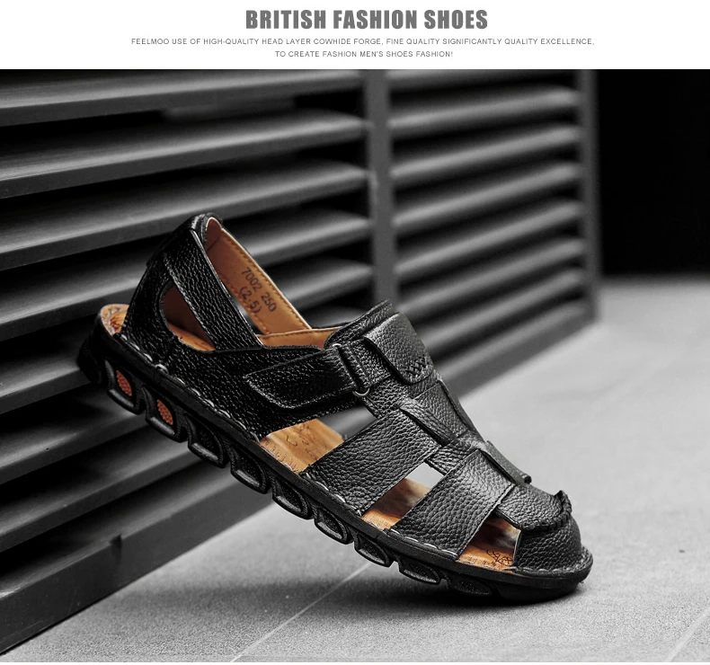 New Men Summer Sandals Genuine Leather Casual Shoes Men Roman Style Beach Sandals Brand Fashion Summer Men Shoes