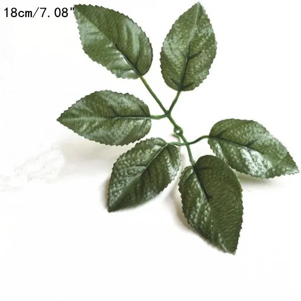 green 18cm 100 шт./лот Искусственный лист розы Имитация зелени шелкография для свадебных цветов аксессуары для дома Декоративные искусственные - Цвет: green 18cm