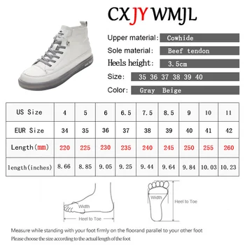 CXJYWMJL Women Genuine Leather Sneakers Spring High-top Casual Shoes Autumn First Layer Cowhide Ladies High Top Vulcanized Shoes 6
