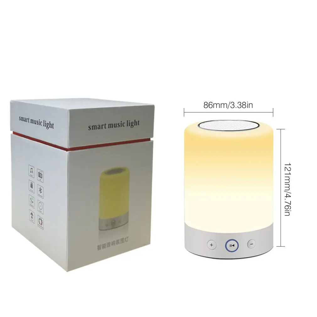 Portable Wireless Stereo Speaker With Touch Control Multicolor LED Smart Speaker With FM Radio Support TF Card
