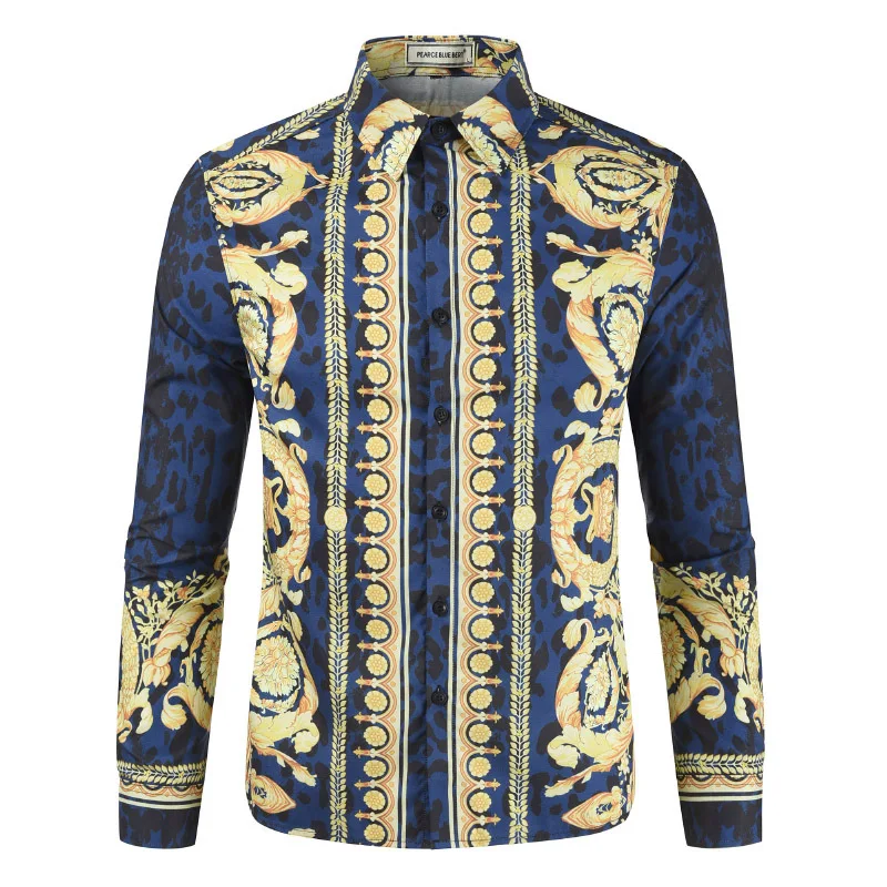 Camisa Masculina/осенние рубашки для мужчин; Повседневная рубашка с длинными рукавами и принтом; Новая Осенняя Модная приталенная Мужская классическая мужская рубашка