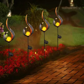 

Soalr Flame Light Solar Powered Metal LED Exterior Garden Light Outdoor Flame Effect Feature Lawn Ornament Warm white light